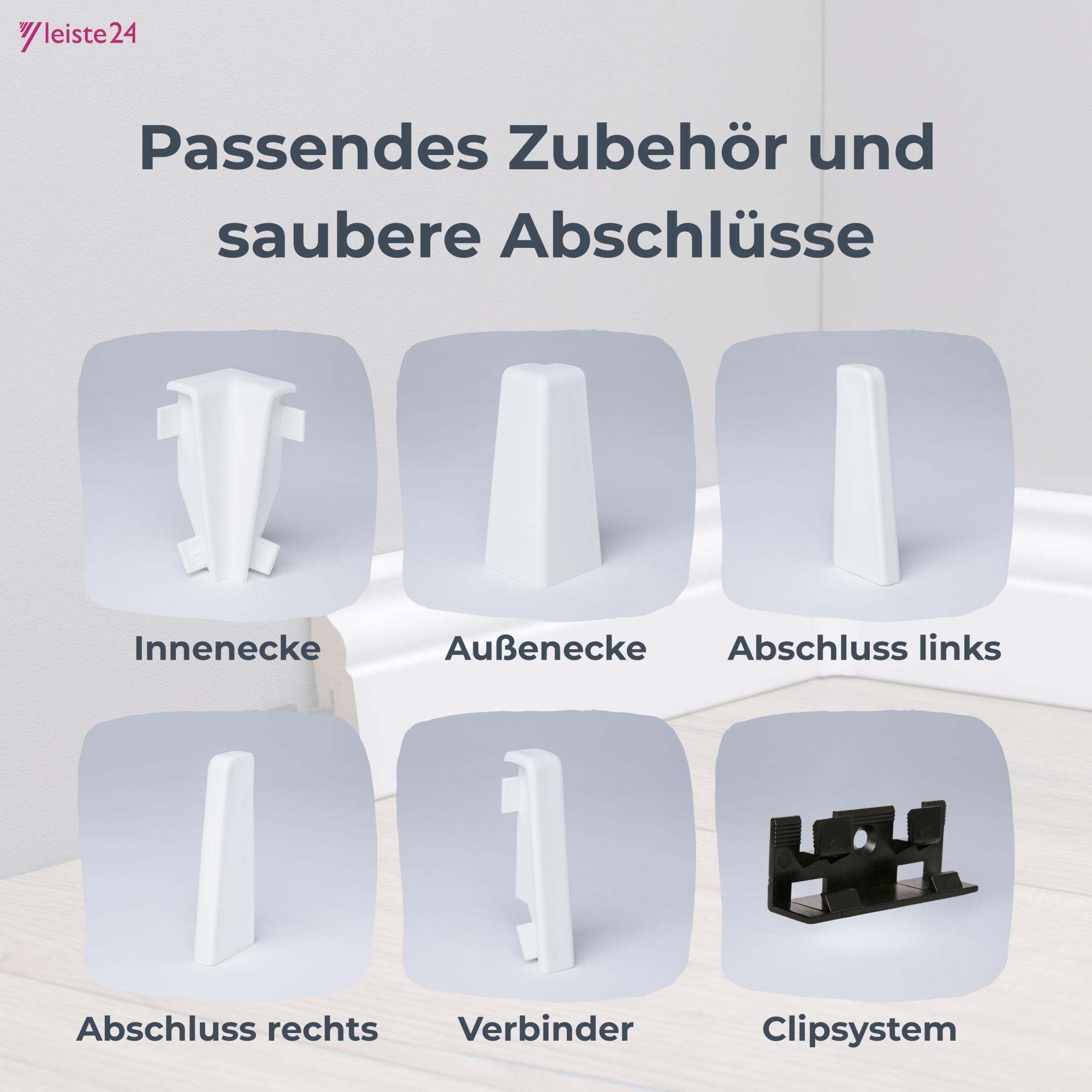 Aktionspaket 31,2 Meter Sockelleisten Berliner Profil 60 mm Weiß