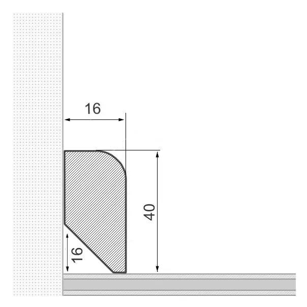 Solid wood skirting board 40x16mm rounded - oak oiled