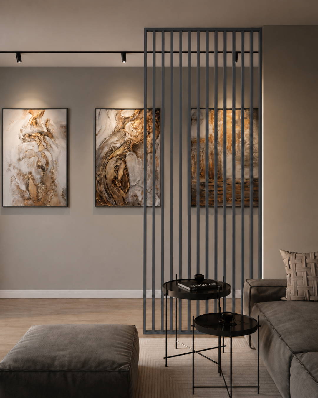 Room divider/ slat wall 580 x 2750 x 65 mm Grey/anthracite