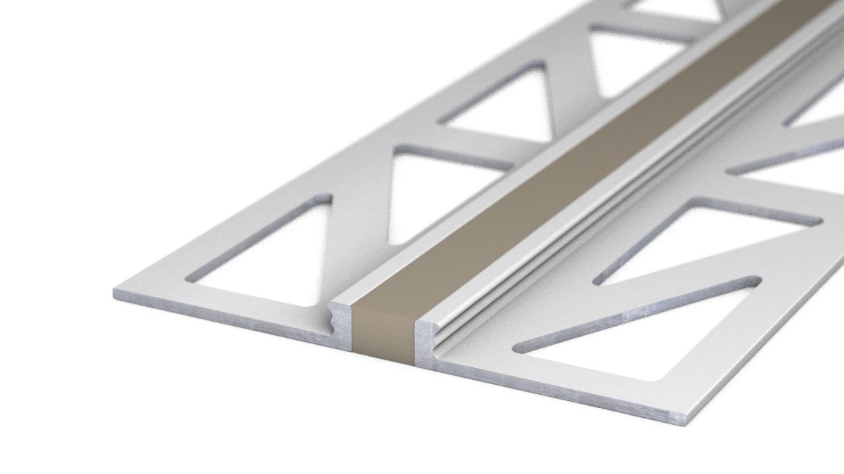 Aluminium expansion joint profile - Silicone joint - for 3mm coverings - Grey-Beige 3m
