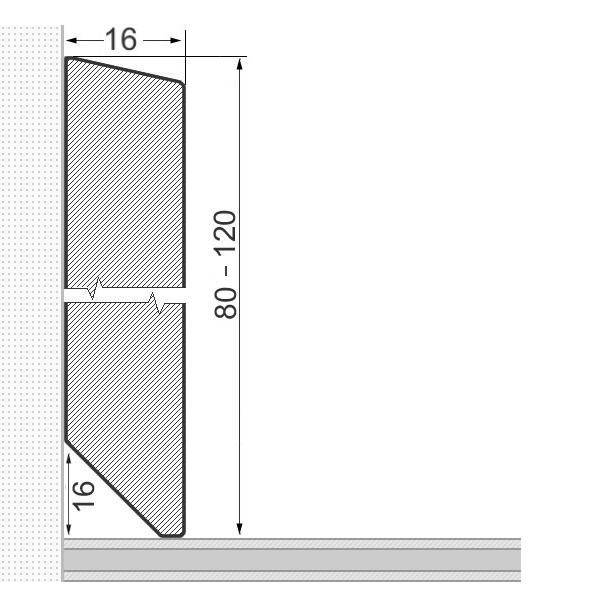 Massivholz-Sockelleiste 120x16mm abgeschrägt - Eiche geölt