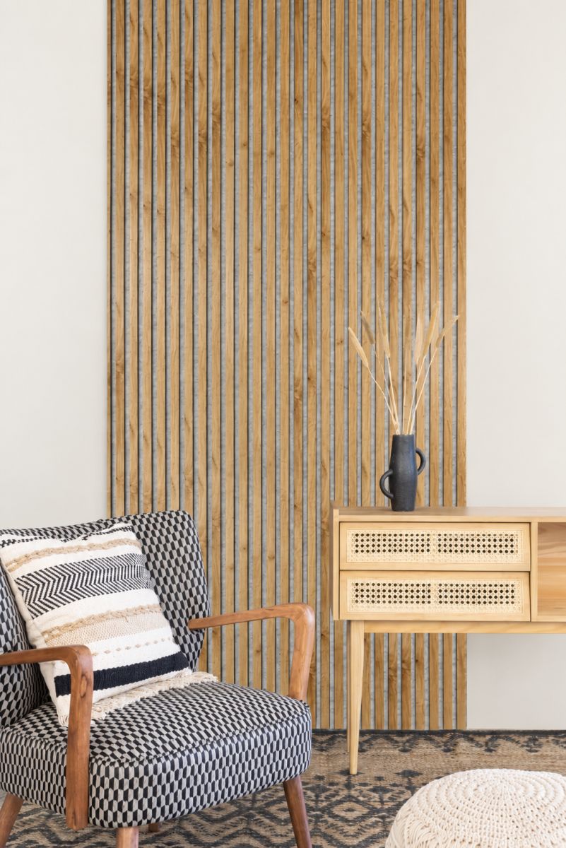 Acoustic+ acoustic panel wild oak 3000 x 400 mm - acoustic felt gray