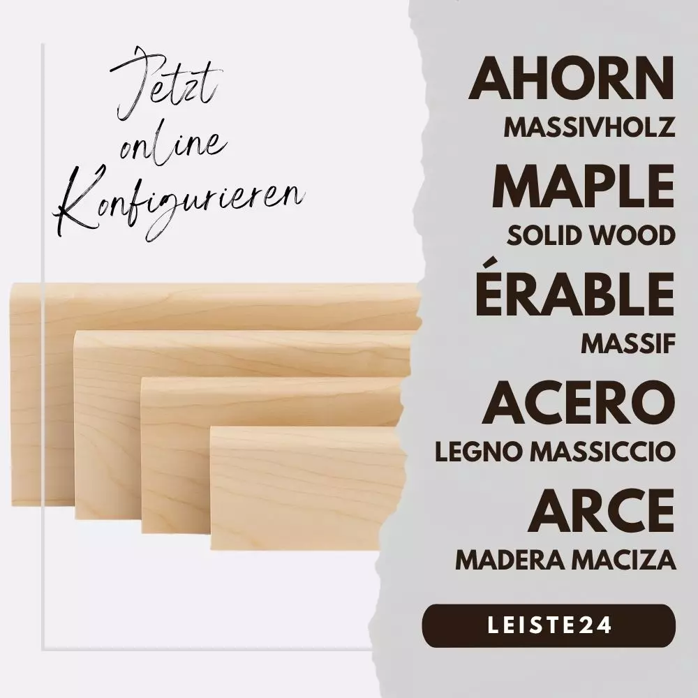 Massivholz Sockelleisten-Konfigurator Ahorn natur