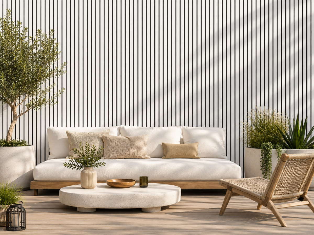Outdoor WPC Wandpaneel Weiß – 2350 x 219 x 26 mm | Wetterfest & UV-beständig