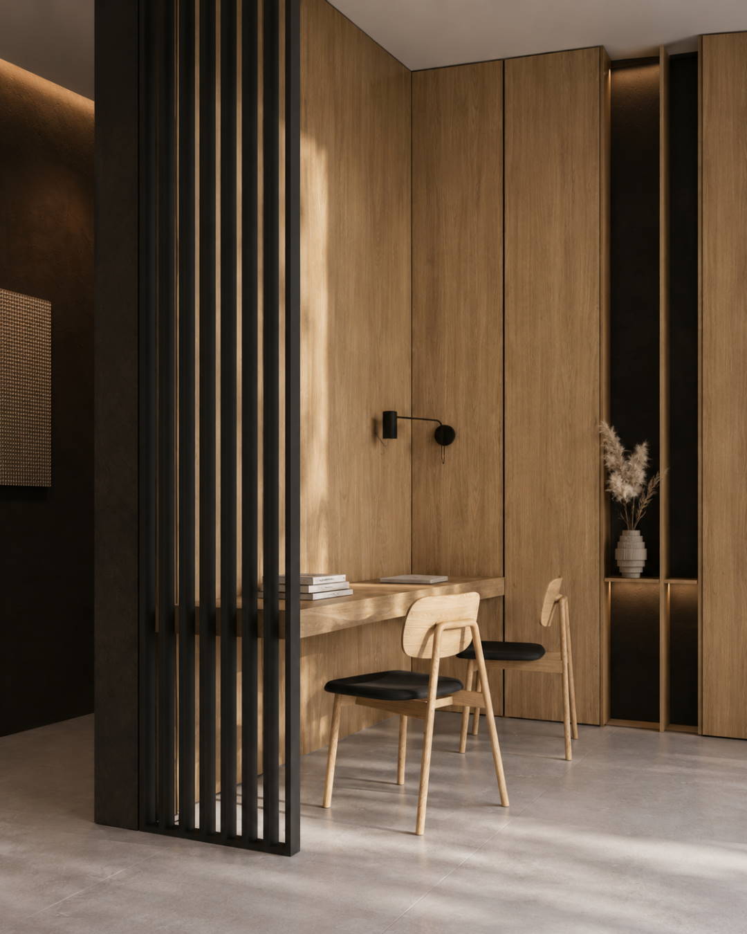Room divider/ slat wall 580 x 2750 x 65 mm black