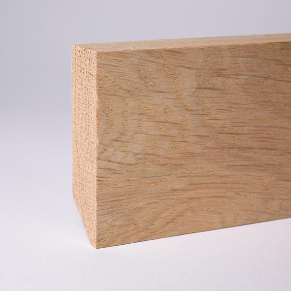 solid wood skirting 80mm quadrangular untreated oak