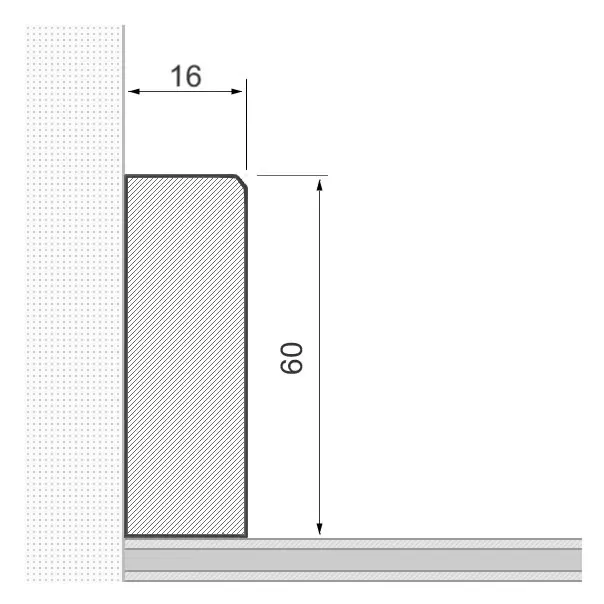 Massivholz-Sockelleiste 60x16mm gefast - Eiche geölt