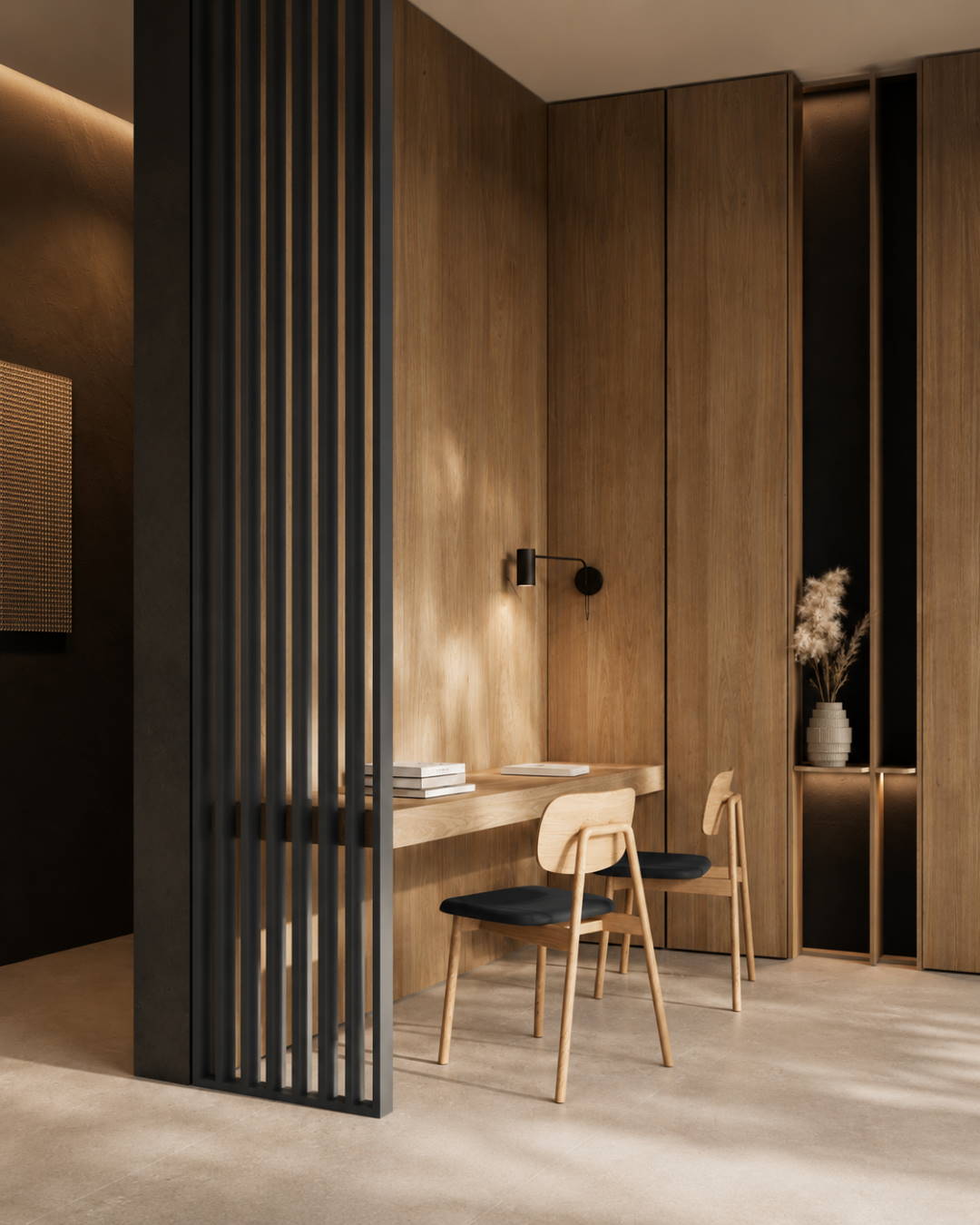 Room divider/ slat wall 580 x 2750 x 65 mm Grey/anthracite