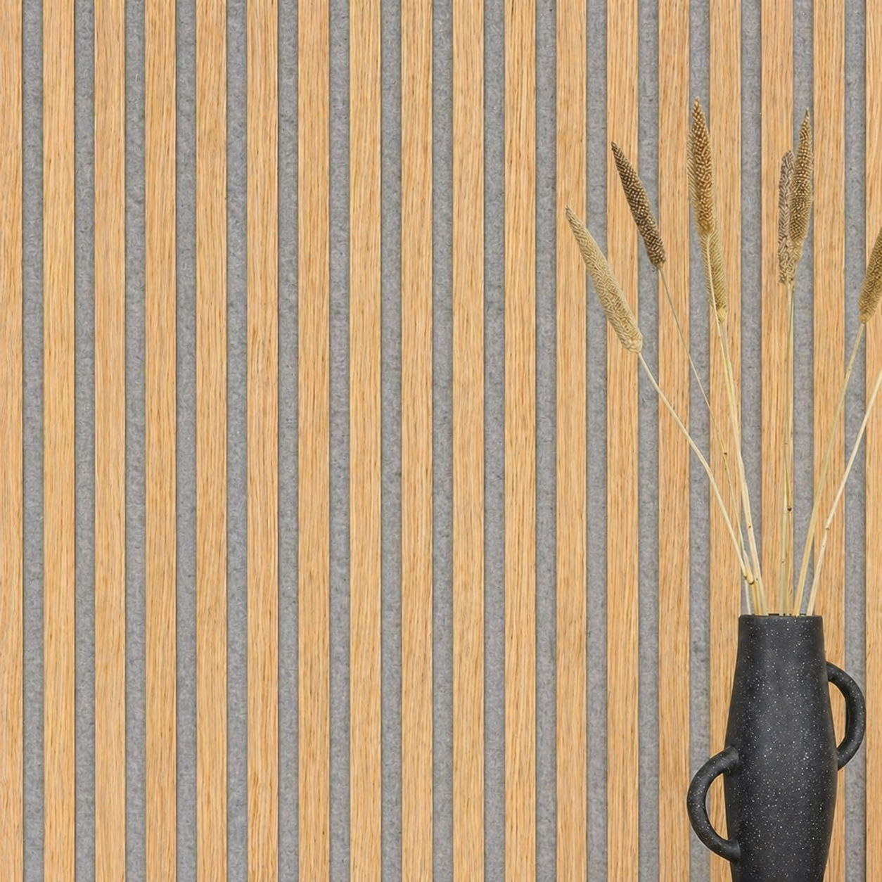 Acoustic+ Premium Acoustic Panel, Oiled Oak, 2400 x 600 mm - Acoustic Felt Gray