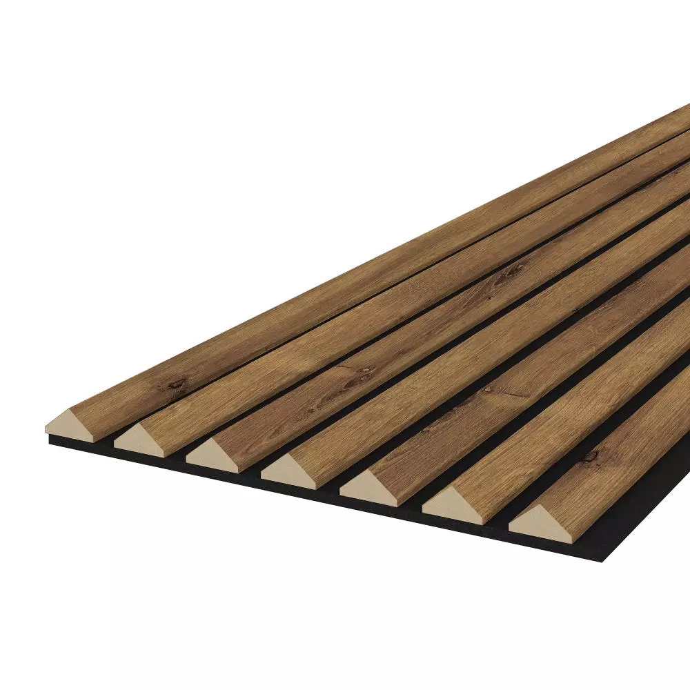 Acoustic panel K2 2600 x 400 mm - Acoustic felt Black - rustic oak