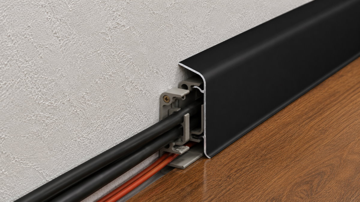 Metal skirting for cable installation - black powder coated