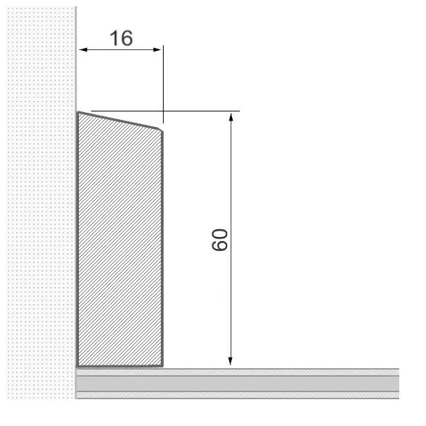 Massivholz-Sockelleiste 60x16mm abgeschrägt - Eiche lackiert