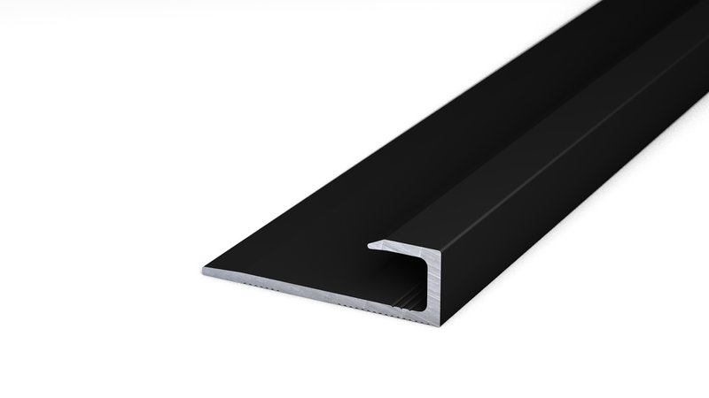 Aluminum end profile no. 144, 27 x 8.4 mm - black 270 cm