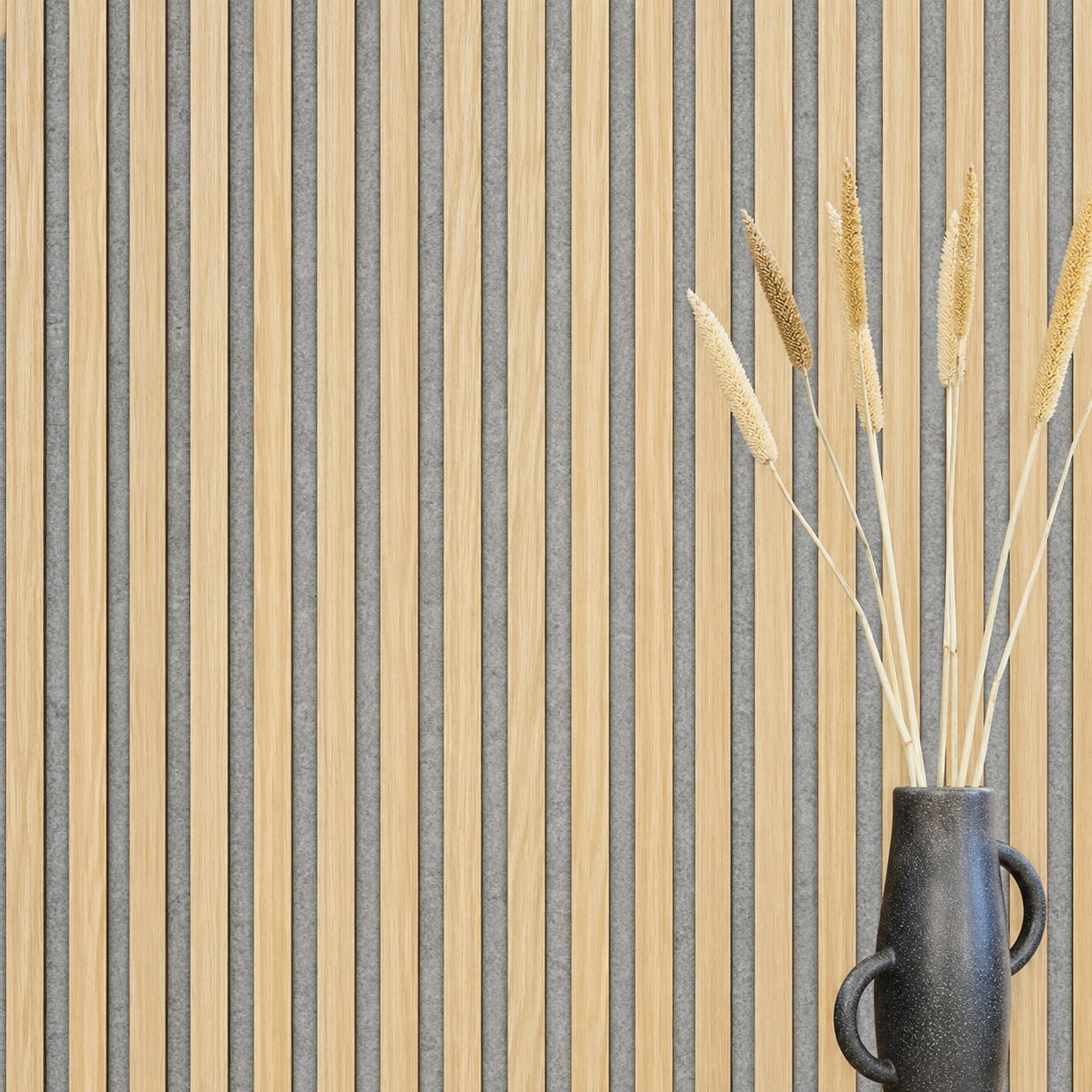 Acoustic+ Premium Acoustic Panel, Raw Oak, 2400 x 600 mm - Acoustic Felt Gray