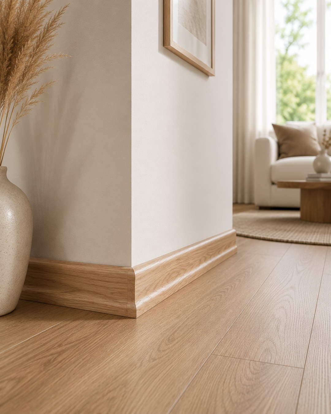 Skirting w. wood optics 40 mm light oak