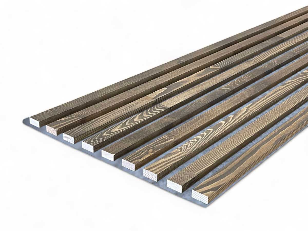 Massivholz Akustikpaneele Grau 2600 x 400 mm Kiefer - Coffee Brown