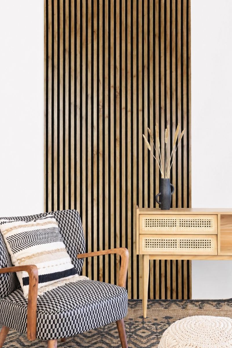 Acoustic+ acoustic panel wild oak 3000 x 400 mm - Acoustic felt black