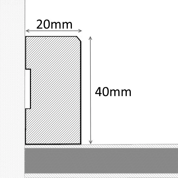 Massivholz-Sockelleiste 40mm gefaste Vorderkante - Eiche gebürstet roh