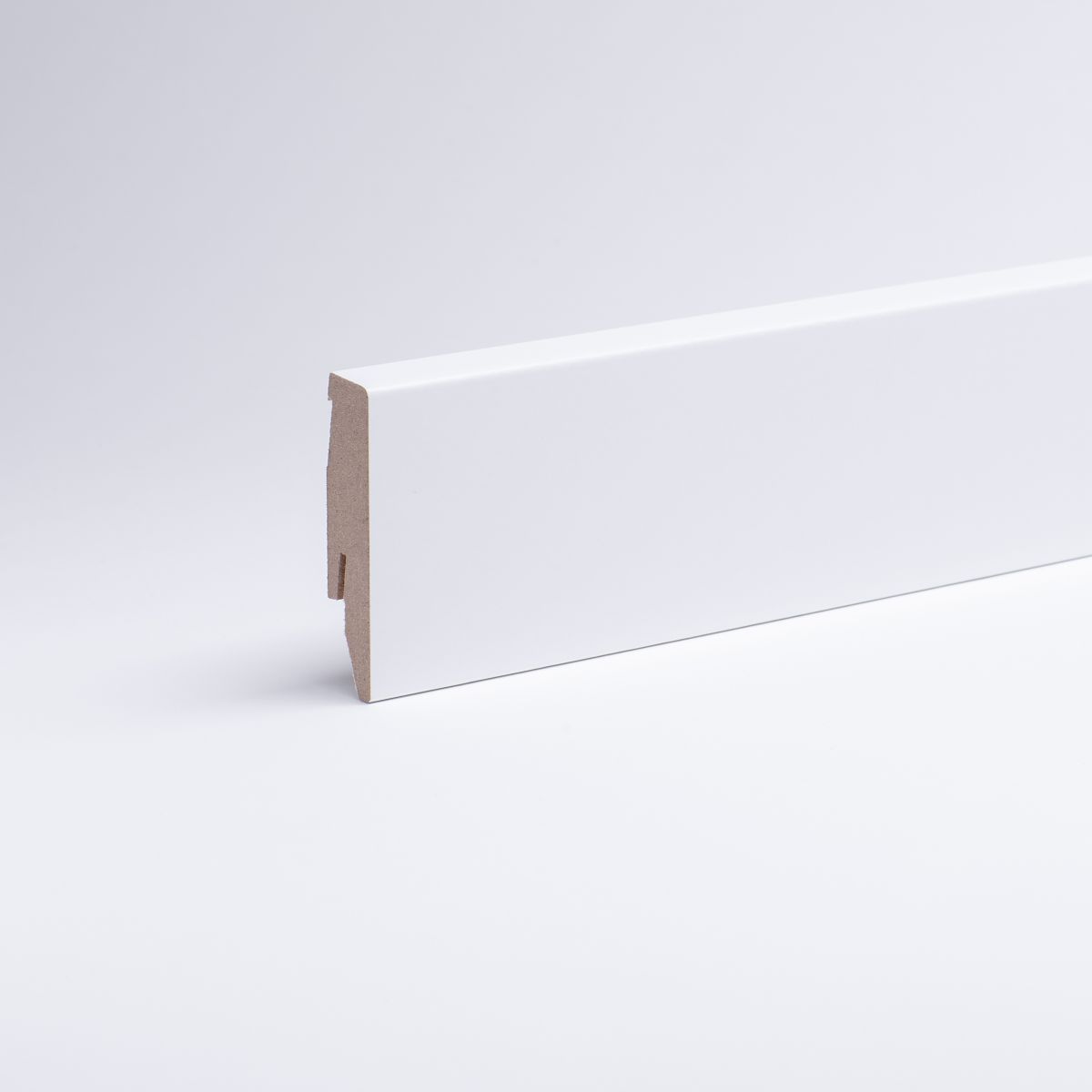Skirting with wood optics 60mm white paintable Skirting with wood optics 60mm white paintable