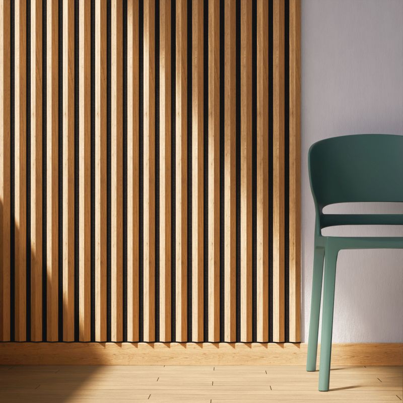 Acoustic panel K2 2600 x 400 mm - Acoustic felt Black - Oak natural