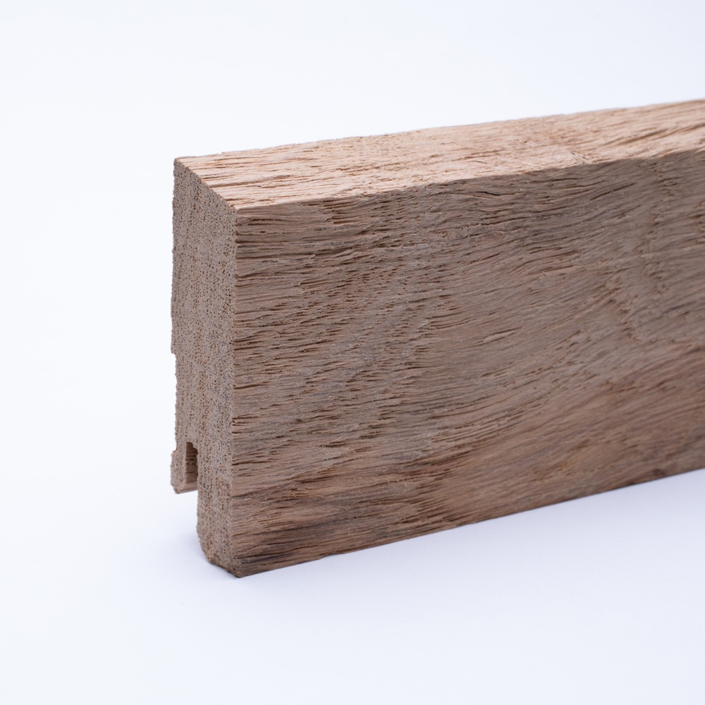 Solid wood skirting 60mm with chamfered front edge untreated oak Solid wood skirting 60mm with chamfered front edge untreated oak