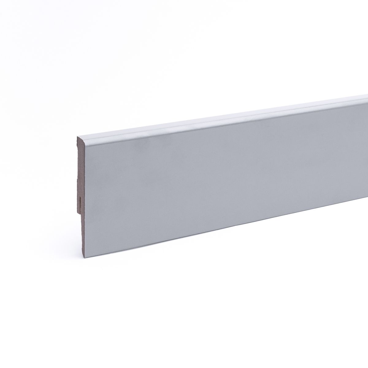 Skirting with classic profile with MDF-Core 80 mm grey high gloss Skirting with classic profile with MDF-Core 80 mm grey high gloss