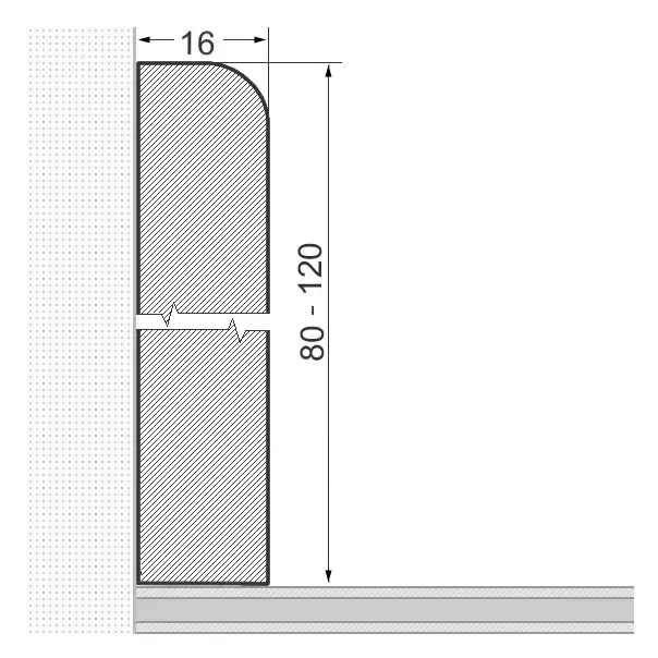 Solid wood skirting board 100x16mm rounded - lacquered oak