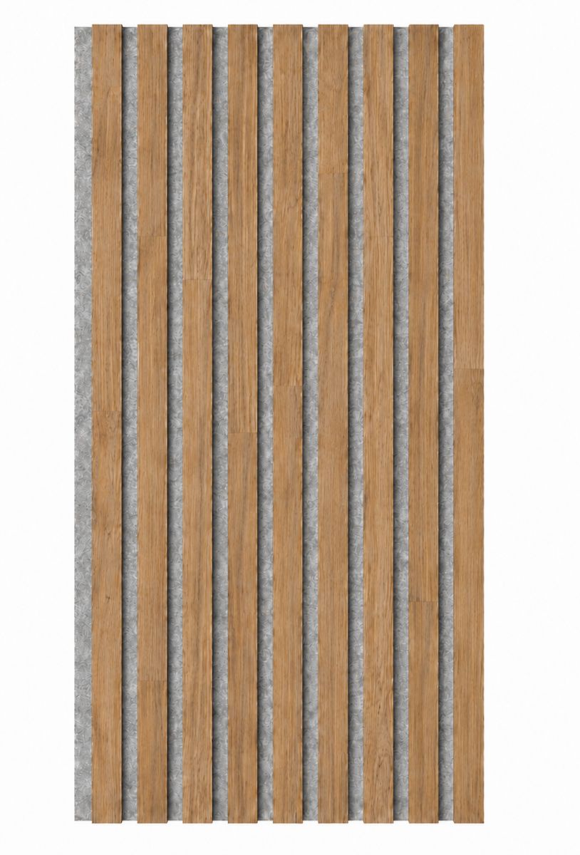 Acoustic+ Massivholz Akustikpaneel Grau 2600 x 400 mm - Eiche Natur - Traffic Grey