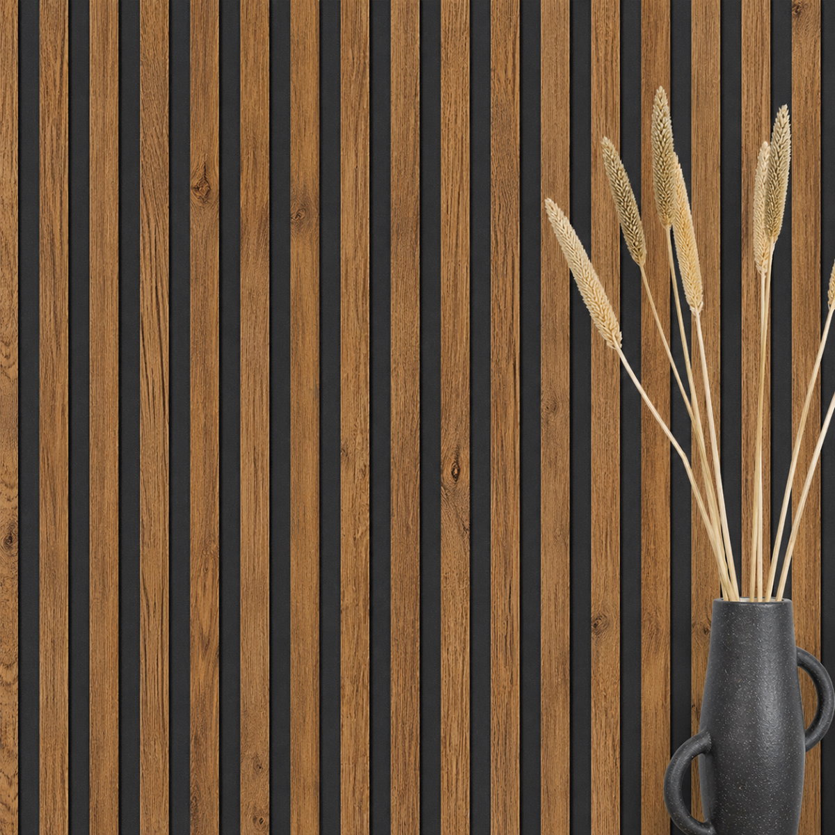 Acoustic+ Acoustic Panel Rustic Oak 400 x 400 mm - Acoustic Felt Black