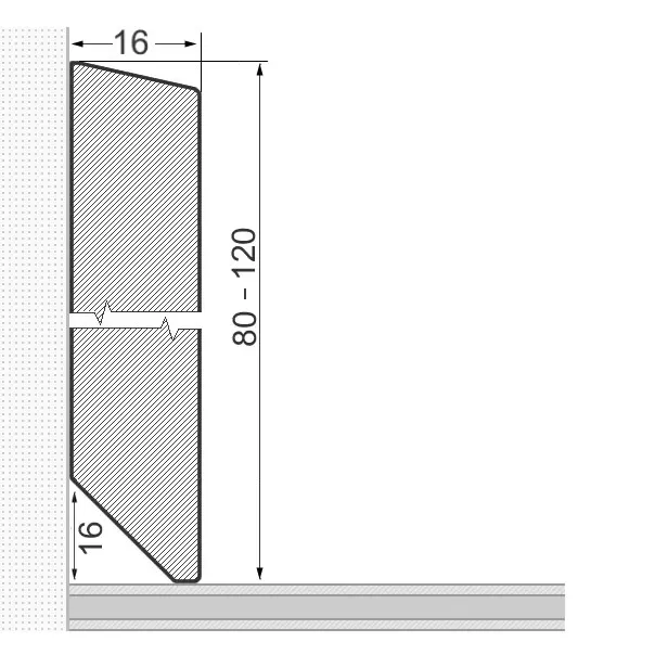 Massivholz-Sockelleiste 120x16mm abgeschrägt - Eiche lackiert