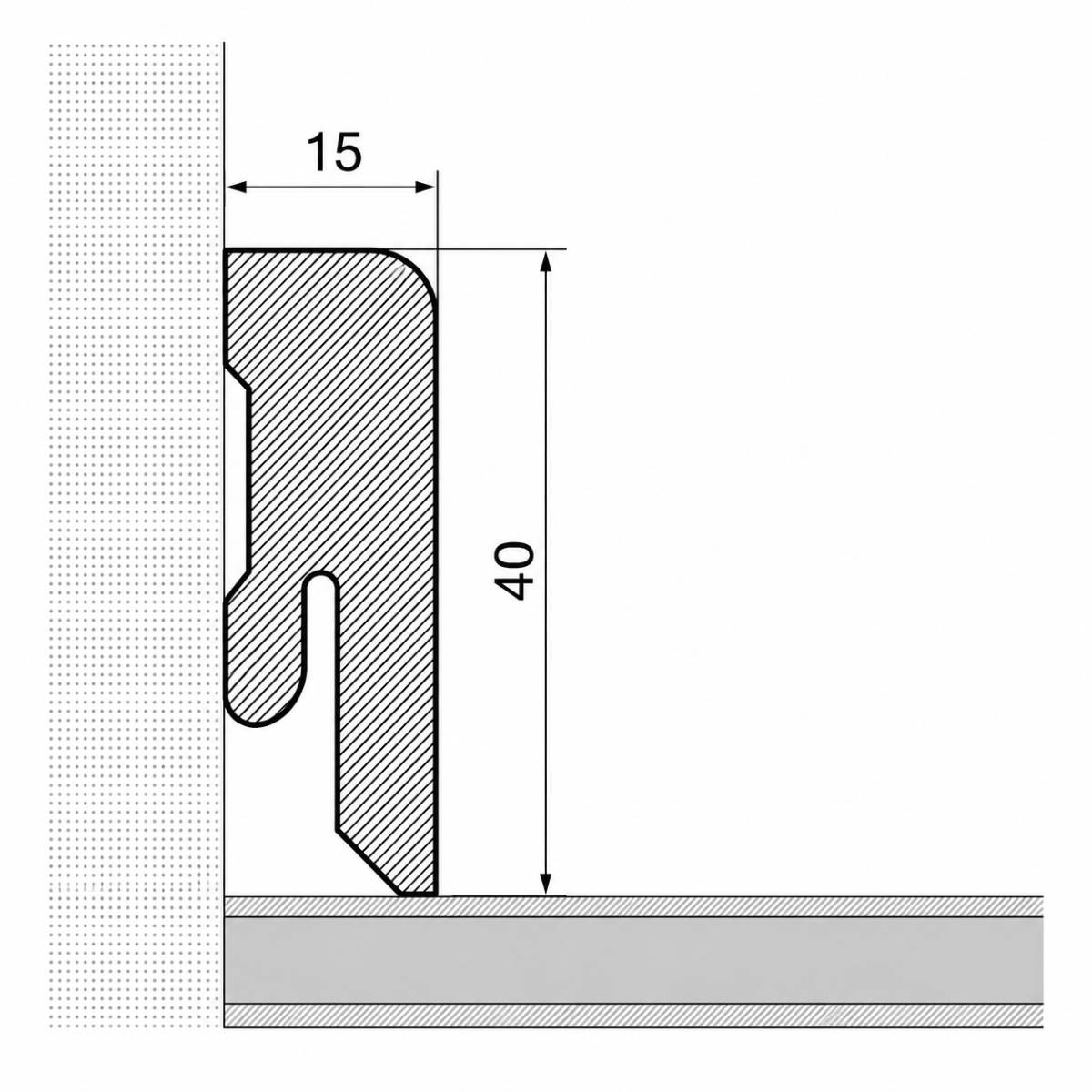 Massivholz-Sockelleiste 40 x 15 mm Rundkante - Weiß RAL 9016