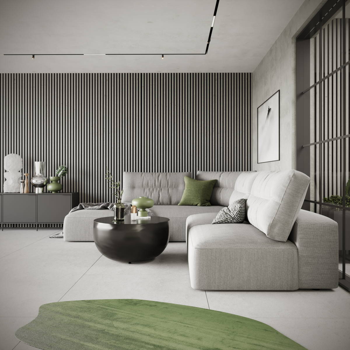 Acoustic+ Acoustic Panel Sand Gray 2600 x 400 mm - Acoustic Felt Black