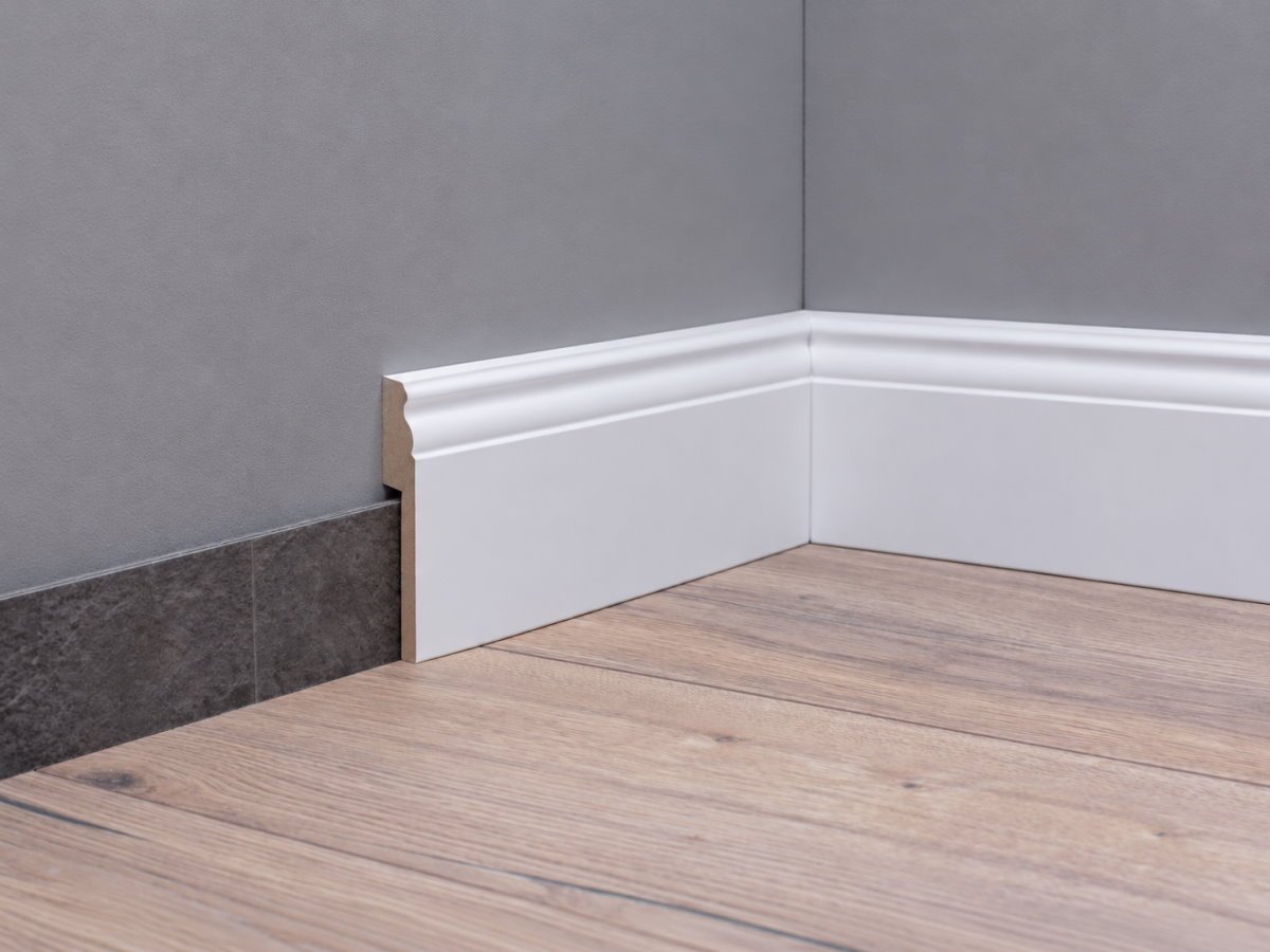Abdeckleiste für Fliesensockel 120 mm – Berliner Profil, Weiß