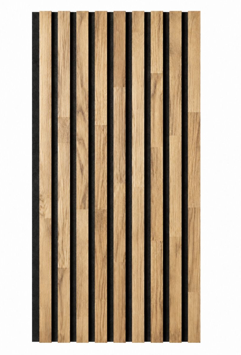 Acoustic+ Massivholz Akustikpaneel Schwarz 2600 x 400 mm - Eiche Natur - Geölt