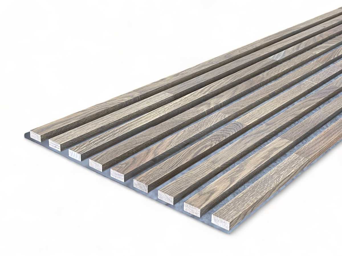 Massivholz Akustikpaneele Grau 2600 x 400 mm Eiche natur - Glacier Grey
