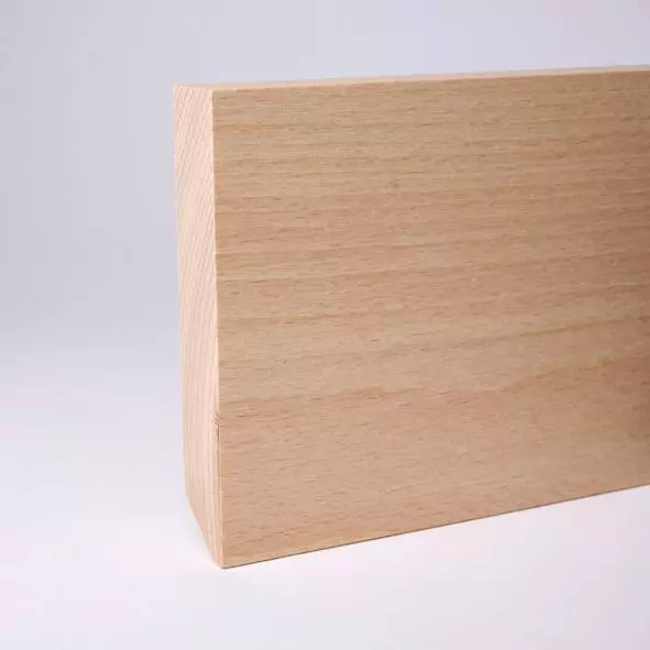 solid wood skirting 120mm quadrangular untreated beech
