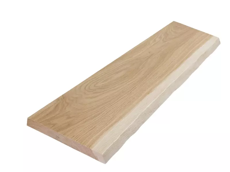 Rustic oak board on one side, tree edge - depth 20 cm, lacquered surface