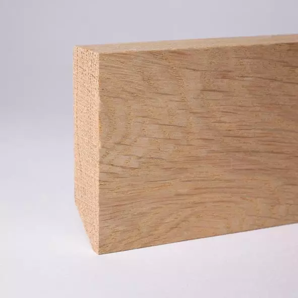 Vierkant Massivholz-Sockelleiste 40mm - Eiche roh