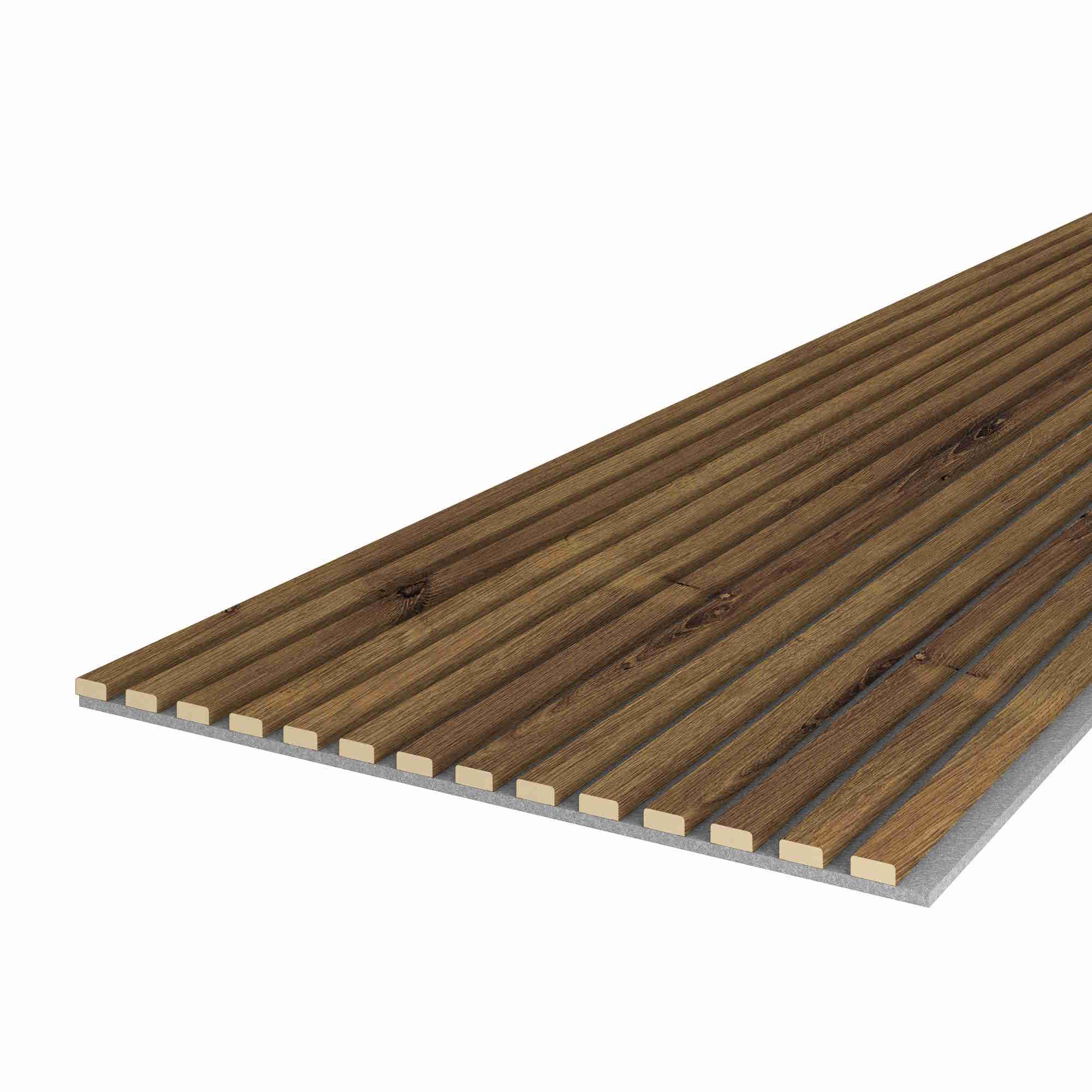 Acoustic panel 600 x 2400 mm rustic oak - Acoustic felt Grey Acoustic panel 600 x 2400 mm rustic oak - Acoustic felt Grey