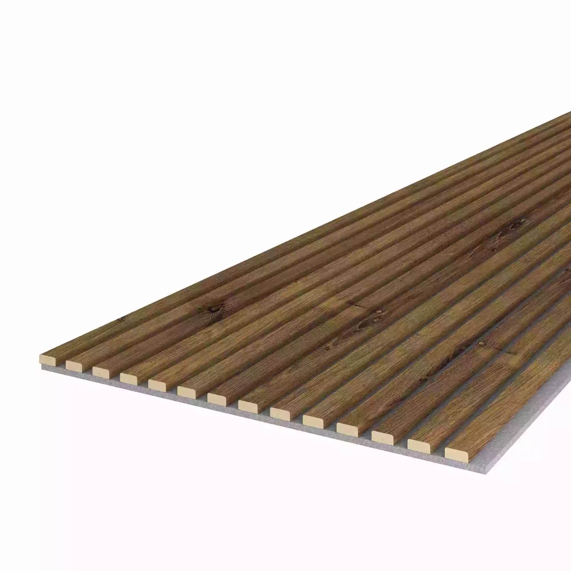 Akustikpaneel 2400 x 600 mm Eiche rustikal - Akustikfilz Grau - Wandverkleidung