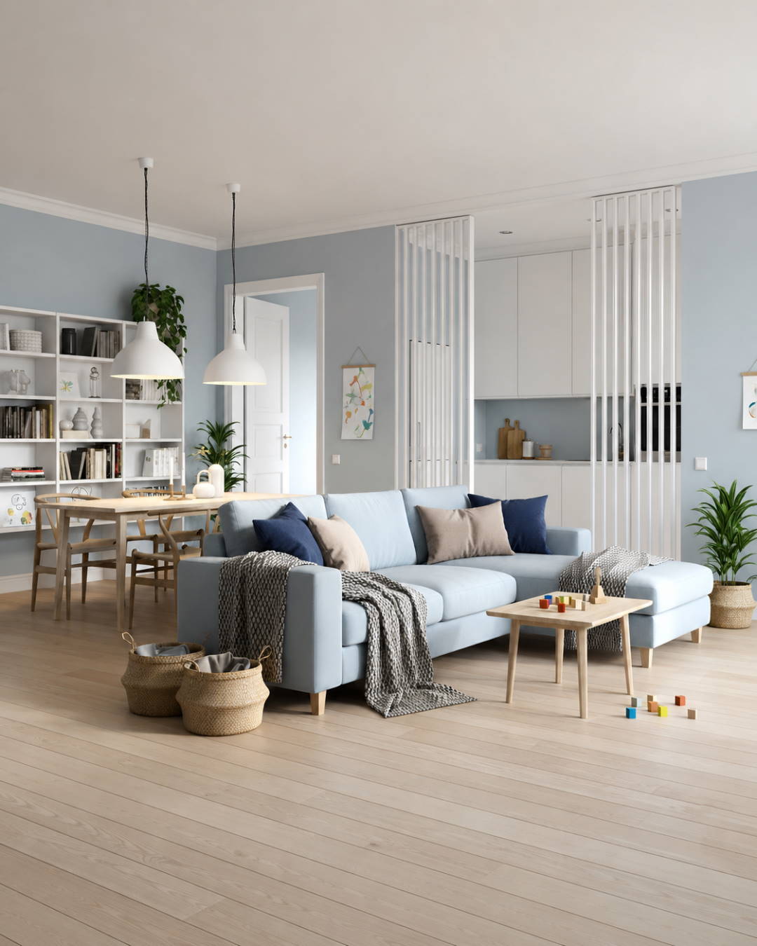 Room divider/slat wall 580 x 2750 x 65 mm white