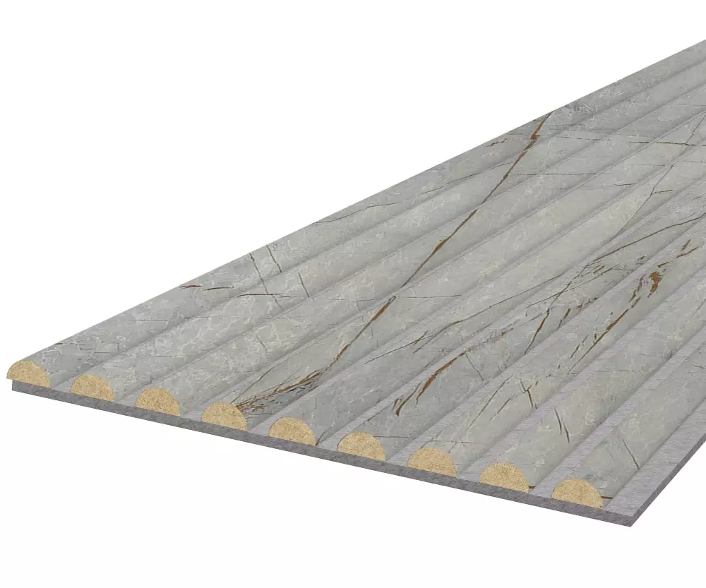 Acoustic panel WAVE 2600 x 400 mm - Acoustic felt Grey - Golden Stone