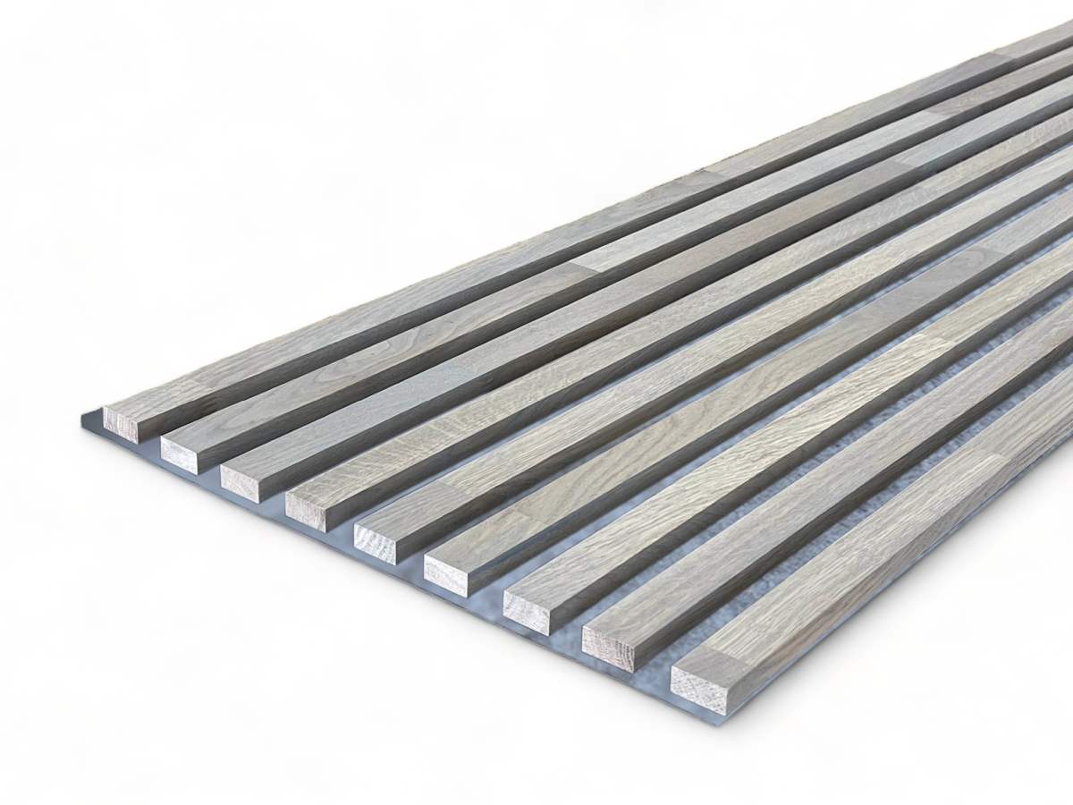Solid Wood Acoustic Panel Grey 2600 x 400 mm Oak natural - Ash Grey Solid Wood Acoustic Panel Grey 2600 x 400 mm Oak natural - Ash Grey