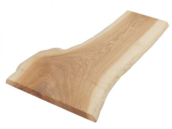Baumscheibe, Eichenplatte Massivholz mit Baumkante - 60 x 35-40 cm, geölte Oberfläche