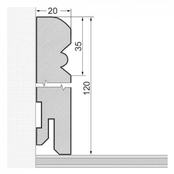 Massivholz-Sockelleiste Alt Reno Profil 120mm - Kirsche roh