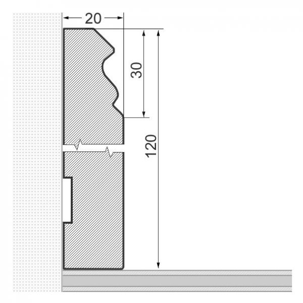 Sockelleiste Berliner Profil 120mm - Kirsche geölt