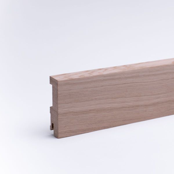 Massivholz-Sockelleiste 80x16mm abgeschrägt - Eiche roh
