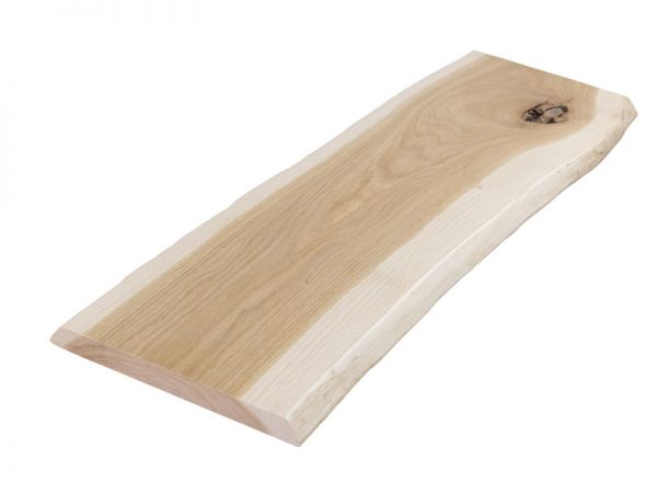 Baumscheibe, Eichenplatte Massivholz mit Baumkante - 35 x 18-25 cm, lackierte Oberfläche