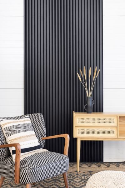 Akustikpaneel 2600 x 400 mm Schwarz matt - Akustikfilz Schwarz - Wandverkleidung