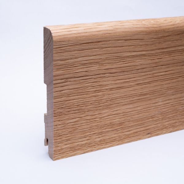 Massivholz-Sockelleiste mit abgerundeter 120mm - Eiche gebürstet und geölt